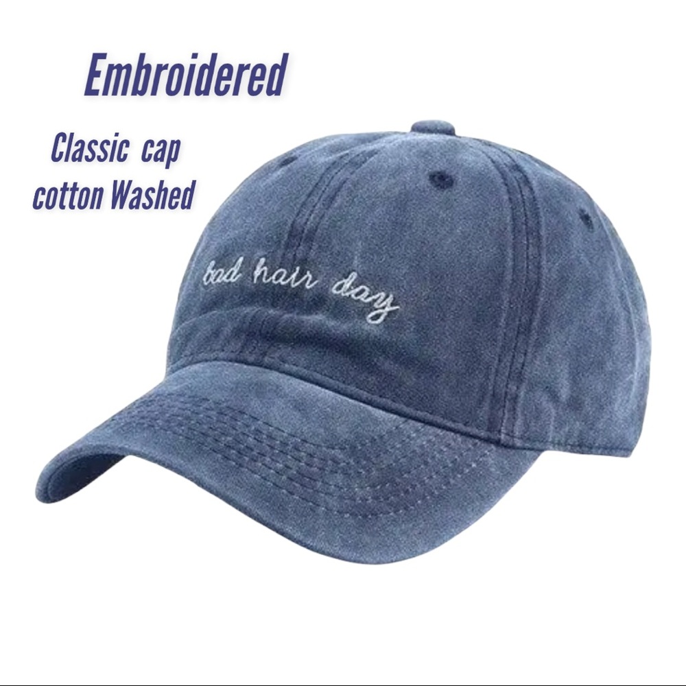 Bad hair day classic Embroidered navy blue baseball cap cotton washed
